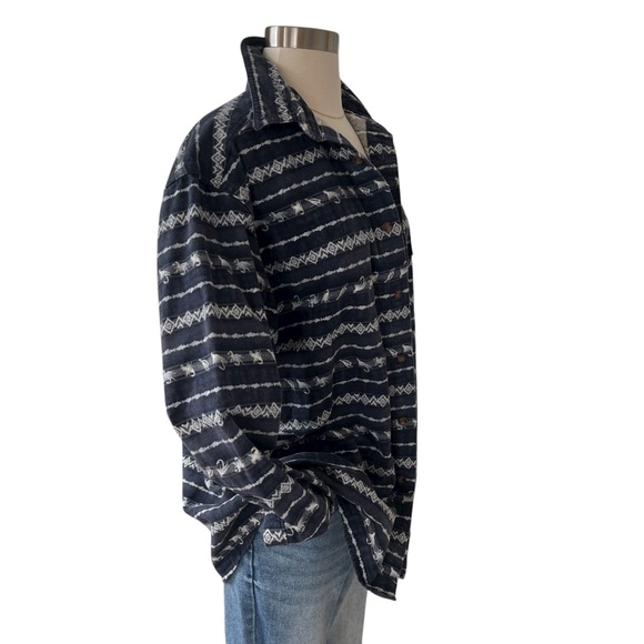 Woolrich blue flannel fishing lure print button down shirt Men’s M - Picture 2 of 13